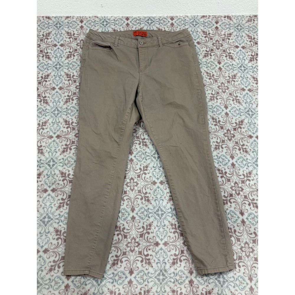 Wax Jean Butt I Love You Tan Khaki Skinny Pants Size 16 Stretch Mid Rise